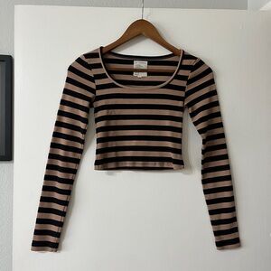 Striped Long Sleeve Crop Top Organic Cotton